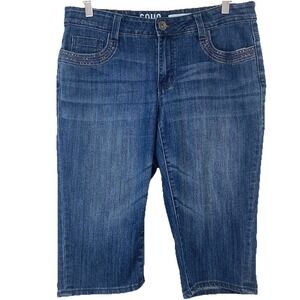 DKNY‎ Soho Denim Jean Shorts Bermuda Capri Inseam 15" Beaded Detail Mid Rise 14W